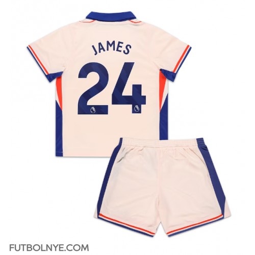 Camiseta Chelsea Reece James #24 Visitante Equipación para niños 2024-25 manga corta (+ pantalones cortos)